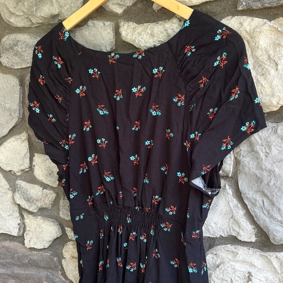 NEW Size Large Free People Everyone's Favorite Floral Mini Dress Black Combo - Picture 8 of 8